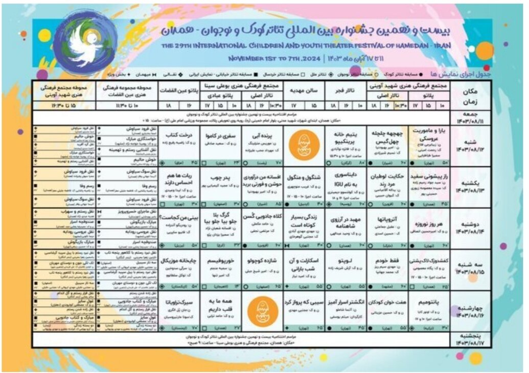 بیست و نهمین جشنواره بین المللی تئاتر کودک و نوجوان در همدان آغاز شد