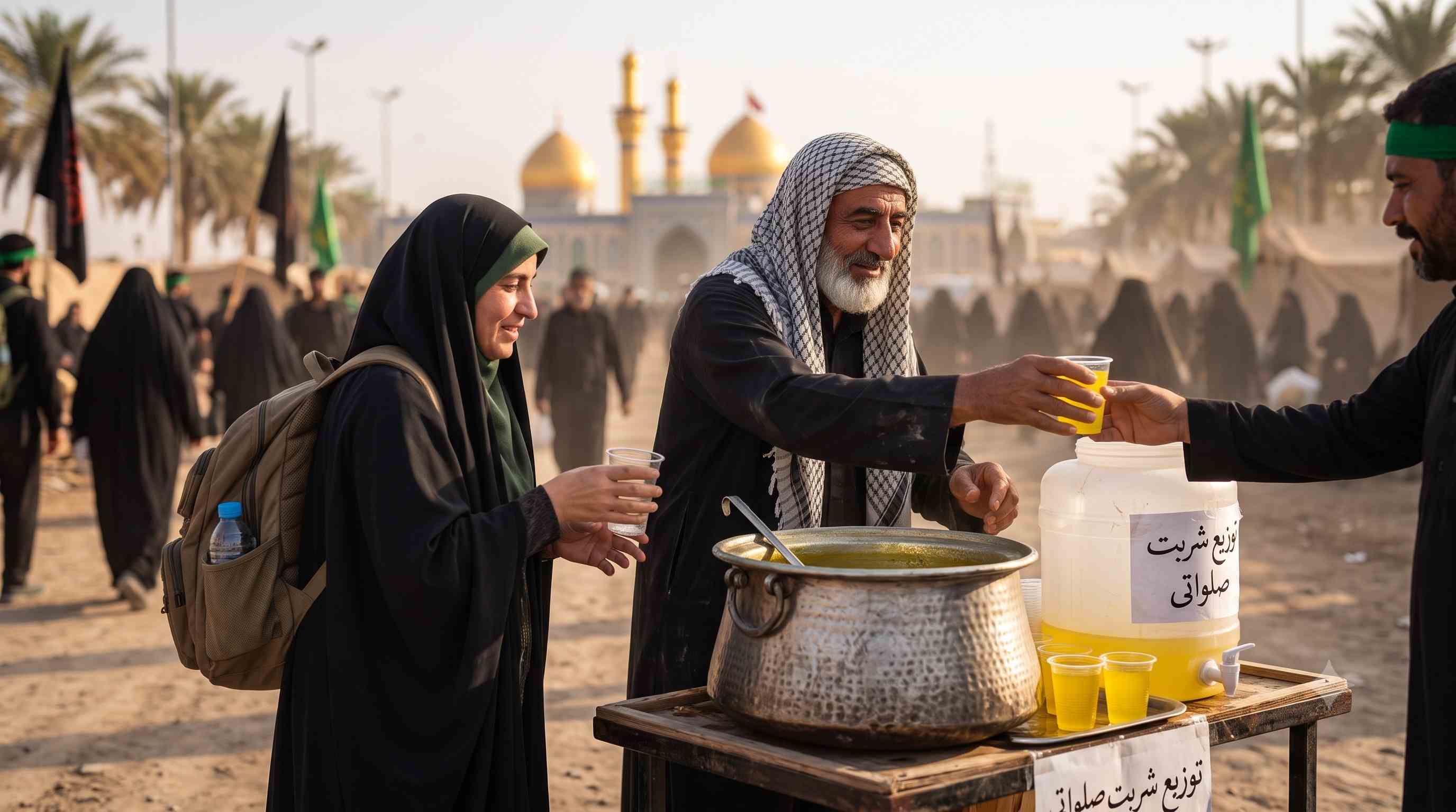 اربعین | کربلا بهترین نوشیدنیها برای مقابله با گرمای مسیر نجف تا کربلا